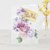 Bloemige beste wensen uit het verleden kaart (Gele Bloem)