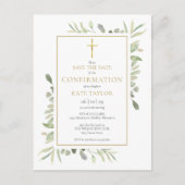 Bloemige bevestigingskaart Sla de datum op Aankondigingskaart (Voorkant)