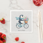 Bloemige biertjes pinguïn servetten (Insitu)