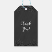 Bloemige Black Blackboard & Kanten Landelijke Brui Cadeaulabel (Achterkant)