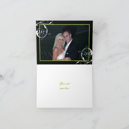 Bloemige blad zwart, groen bruiloft Bedankt (Binnen)