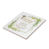 Bloemige bladBautizo Bautismo Doopnaam Verzen Tegeltje (Zijkant)