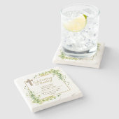 Bloemige bladBautizo Bautismo Doopnaamverzen Stenen Onderzetter (Zijkant)