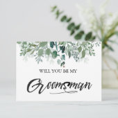 Bloemige bladeren Wil je mijn getuige zijn Kaart (Staand voorkant)