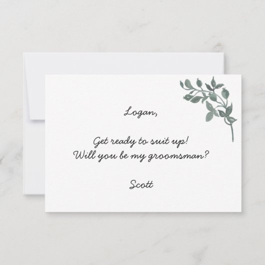 Bloemige bladeren Wil je mijn getuige zijn Kaart (Achterkant)