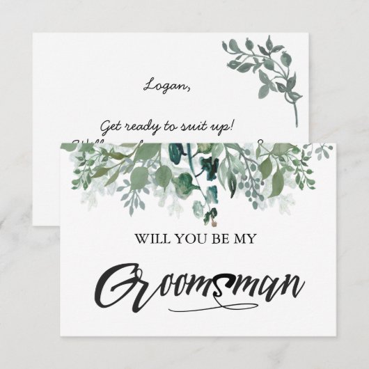 Bloemige bladeren Wil je mijn getuige zijn Kaart (Voorkant / Achterkant)