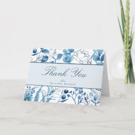 Bloemige blauwe bedankkaarten bedankkaart