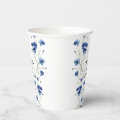 Bloemige blauwe bloemen bruiloft papieren bekers (Links)