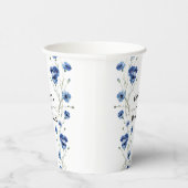 Bloemige blauwe bloemen bruiloft papieren bekers (Rechts)