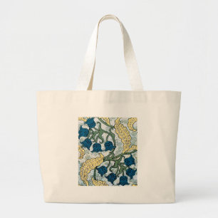Bloemige blauwe bloemen lelietje-van-dal-vallei he grote tote bag