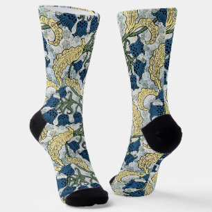 Bloemige blauwe bloemen lelievallei herhalend sokken