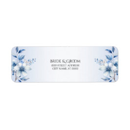 Bloemige blauwe bloemen retouradreslabel etiket