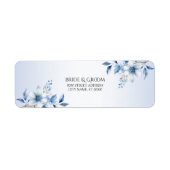 Bloemige blauwe bloemen retouradreslabel etiket (Voorkant)