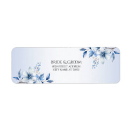 Bloemige blauwe bloemen retouradreslabel etiket