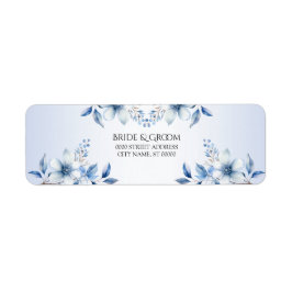 Bloemige blauwe bloemen retouradreslabel etiket