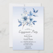 Bloemige Blauwe Bloemen Trouw Uitnodiging (Voorkant)
