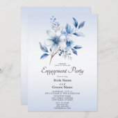Bloemige Blauwe Bloemen Trouw Uitnodiging (Voorkant / Achterkant)