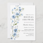 Bloemige Blauwe Bloemen Waterverf Bruidsdiner Kaart (Voorkant)