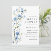 Bloemige Blauwe Bloemen Waterverf Bruidsdiner Kaart (Staand voorkant)