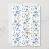 Bloemige Blauwe Bloemen Waterverf Bruidsdiner Kaart (Achterkant)