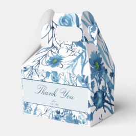 Bloemige blauwe dank je wel  bedankdoosjes