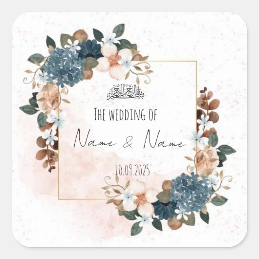 Bloemige blauwe en roze stickers voor voedingsguns (Voorkant)