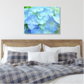 Bloemige blauwe hortensia bloemen kunstprinten canvas afdruk (Insitu (Slaapkamer))