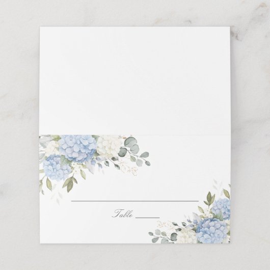 Bloemige blauwe hortensia groen Huwelijksplaatskaa Plaatskaartje (Buitenkant ongevouwen)