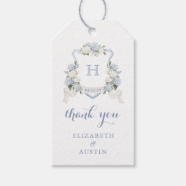 Bloemige blauwe hortensia-kam weddingsjabloon beda cadeaulabel