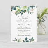 Bloemige Blauwe Ivoren Gouden Turquoise Christelij Kaart (Staand voorkant)