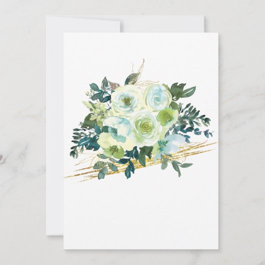Bloemige Blauwe Ivoren Gouden Turquoise Christelij Kaart (Achterkant)