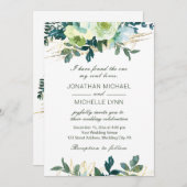 Bloemige Blauwe Ivoren Gouden Turquoise Christelij Kaart (Voorkant / Achterkant)