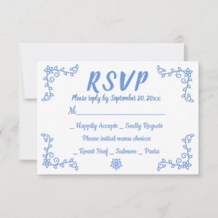 Bloemige Blauwe Korenbloem RSVP Trouwbloem Laurier Kaartje