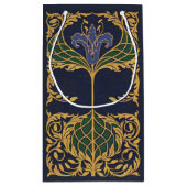 Bloemige Blauwe Lelie Art Nouveau Klein Cadeauzakje (Achterkant)