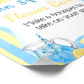 Bloemige Blauwe Main Squeeze Bruiloft Flower Bar Poster (Hoek)