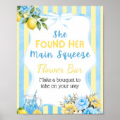 Bloemige Blauwe Main Squeeze Bruiloft Flower Bar Poster (Voorkant)