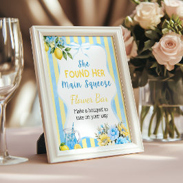 Bloemige Blauwe Main Squeeze Bruiloft Flower Bar Poster