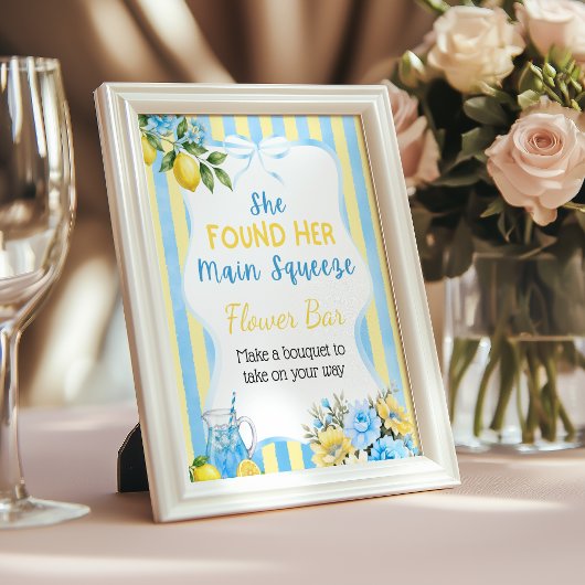 Bloemige Blauwe Main Squeeze Bruiloft Flower Bar Poster