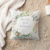 Bloemige blauwe monogram baby geboorte statistieke kussen (Deken)