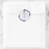 Bloemige blauwe nikkah favorietenstickers ronde sticker (Tas)