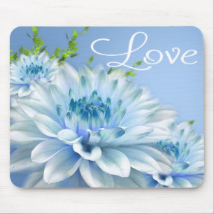 Bloemige blauwe pioen bloem liefde muismat