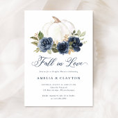 Bloemige Blauwe Pompoen Herfst Verliefd Koppel Bru Kaart