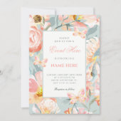 Bloemige Blauwe roze pastel Kaart (Voorkant)