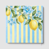 Bloemige Blauwe Streep Main Squeeze Bruiloftsfeest Gastenboek (Achterkant)