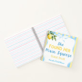 Bloemige Blauwe Streep Main Squeeze Bruiloftsfeest Notitieboek (Binnen)