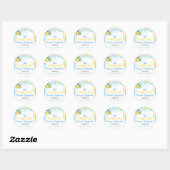Bloemige blauwe streep Main Squeeze bruiloftsfeest Ronde Sticker (Vel)