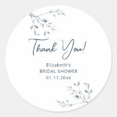 Bloemige blauwe winter botanische bedankje ronde sticker (Voorkant)