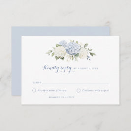 Bloemige Blauwe Witte Hortensia Bruiloft RSVP Kaart
