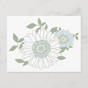 Bloemige blauwe witte madeliefjesbloemen Hallo Lie Briefkaart