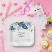 Bloemige bloei waterverf blauwe witte bloemen papieren bordje (Feest)